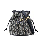Christian Dior 30 Montaigne Mini Bucket Bag with Drawstring Dark Blue