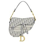 Christian Dior Saddle Original Oblique Embroidered Canvas Bag Gray