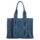 Chloe Medium Woody Tote Bag Blue