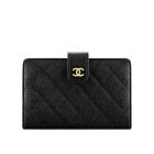 Chanel Caviar Quilted Zip Pocket Wallet Black