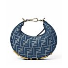 Fendi Denim-Effect Ff Jacquard Mini-Bag 8BS081 Blue