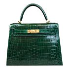 Hermes Kelly Bag 32 Crocodile leather Green