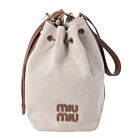 Miumiu Canvas And Leather Bucket Bag 5BE089 Coffee