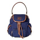 Miumiu Canvas And Leather Backpack 5BZ043 