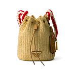 Prada Crochet And Leather Mini Bucket Bag Black