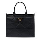 Prada Large Leather Prada Symbole Bag With Topstitching 1BA377 Black