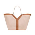 Saint Laurent Y Leather And Canvas Tote Bag Coffee