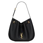 Saint Laurent Paris Vii Small Hobo In Grained Leather Black