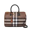 Burberry Check And Leather Medium Bowling Bag