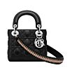 Christian Dior Lady Dior Mini Classic Tote Bag With Lambskin Black