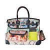 Hermes Birkin 35 Canvas & Swift Leather Cargo Graffiti Black