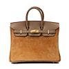 Hermes Birkin 25 Gris Caillou & Etoupe Grizzly and Swift Palladium Hardware Coffee