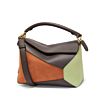 Loewe Small Puzzle Bag In Classic Calfskin And Suede Coffee