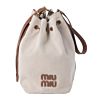 Miumiu Canvas And Leather Bucket Bag 5BE089 Coffee