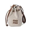 Miumiu Canvas And Leather Bucket Bag 5BE090 Coffee