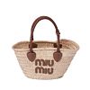 Miumiu Woven Fabric Tote Bag 5BG273 Apricot