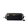 Prada Medium Re-Nylon And Leather Shoulder Bag With Padlock 1BC233 Black