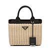 Prada Wicker And Canvas Tote 1BG835 Black