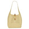 Saint Laurent Hobo Raffia Bag In Crochet And Smooth Leather Apricot