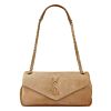 Saint Laurent Calypso Small Suede Shoulder Bag Fawn