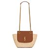 Saint Laurent Mini Manon In Raffia And Aged Vegetable-Tanned Leather Coffee