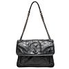 Saint Laurent Niki Medium Shiny Waxy Quilted Shoulder Bag 498894 Black