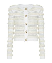 Balmain Women's Tweed Cardigan White
