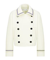 Christian Dior Women's Double-Breasted Peacoat With Tassels Cream