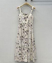 Christian Dior Women's Printed Strappy Dress Cream