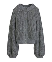 Christian Dior Women's Cardigan Virgin Wool-Cashmere-Blend Tweed Gray