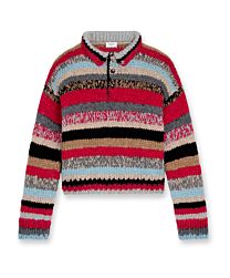 Celine Women's Polo Sweater In Mouline Alpaca And Wool Red