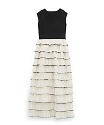 Chanel Women's Color-Block Layered Midi Skirt Black
