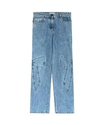 Chanel Women's 3D Bow Embroidered Straight Leg Jeans Blue