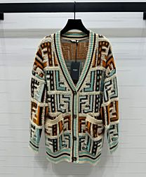 Fendi Women's Jacquard Knit Cardigan Green