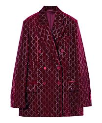 Gucci Women's Embroidered Cotton Velvet Jacket Red