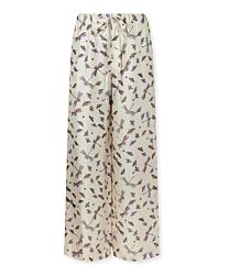 Gucci Women's Printed Silk-Satin Wide-Leg Trousers Cream
