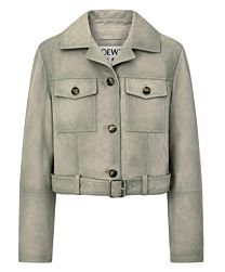 Loewe Women's Gathered Suede Jacket Green