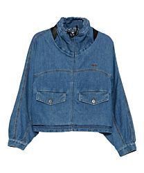 Loewe Women's Denim Jacket With Leather Trim Blue