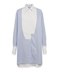 Loewe Women's Striped Plastron Shirt In Cotton Blue