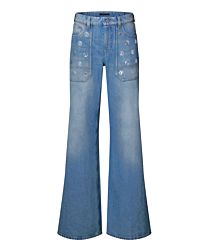 Louis Vuitton Women's Signature Sequin Accent Flared Jeans Blue