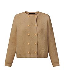 Louis Vuitton Women's Flight Mode Series Floral Hollow Knit Jacket Apricot