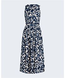 Max Mara Women's Carol Polka-Dot Sleeveless Pleated Midi Dress Blue