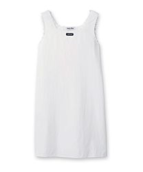 Miu Miu Women's Belted Poplin Dress White