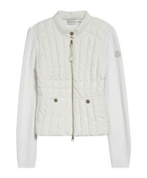 Moncler Women's Paneled Quilted Zip-Up Cardigan Cream