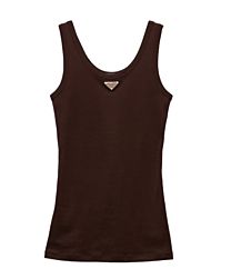 Prada Women's Rib-Knit Spaghetti Strap Tank Top Coffee