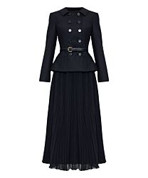 Saint Laurent Women's Black Wool Crepe Midi Dress Black