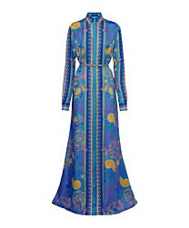Versace Women's Versace Women's Underwater Barocco Silk Twill Maxi Dress Blue
