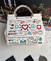 Not for sale: Dolce & Gabbana Sicily Mural Print Small Handbag White