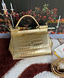 Not for sale: Dolce & Gabbana Sicily Bag in Foiled Crocodile-print Leather Golden