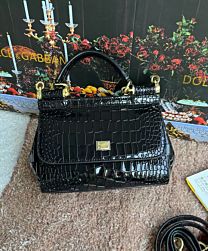 Not for sale: Dolce & Gabbana Sicily Bag in Foiled Crocodile-print Leather Black
